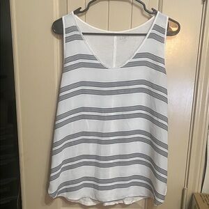 LOFT Women's Black and White Striped Tank Top